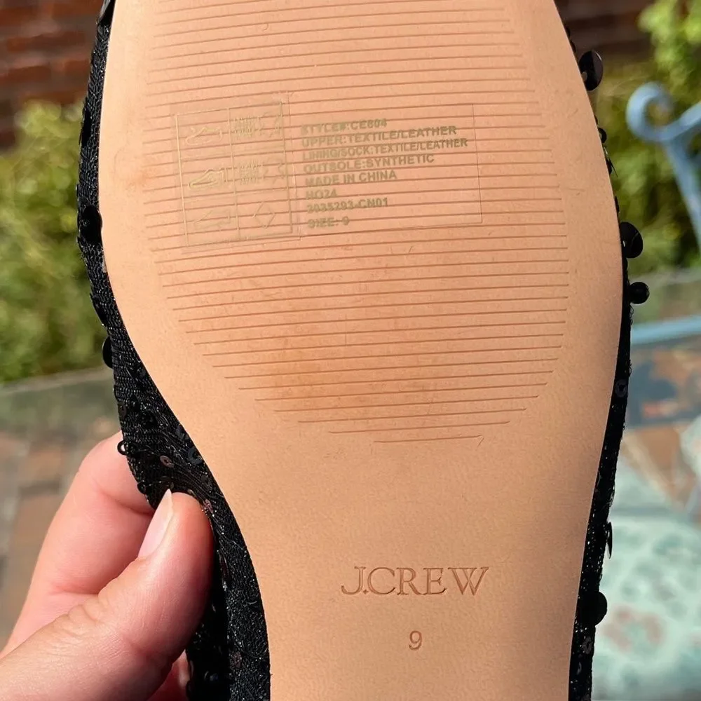J Crew Quinn Embellished Removable Ankle Strap Sequin and Mesh Ballet Flat NWT